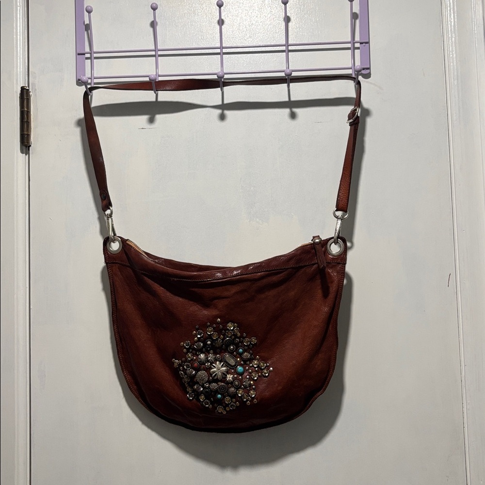 CAMPOMAGGI orosei leather studded crossbody bag